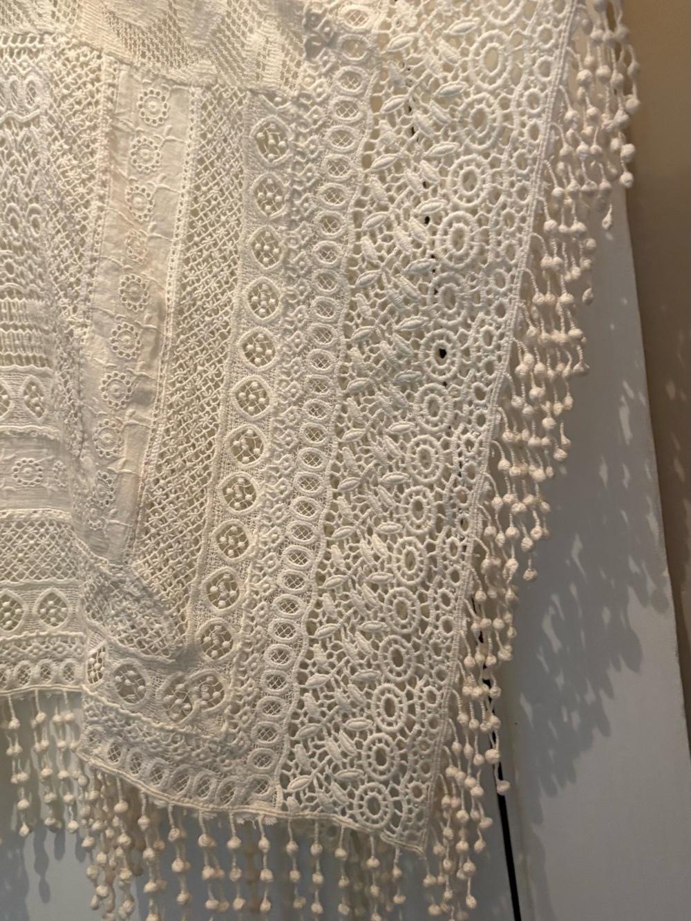 Alice + Olivia crochet fringe cover up shaw - Picture 3 of 3